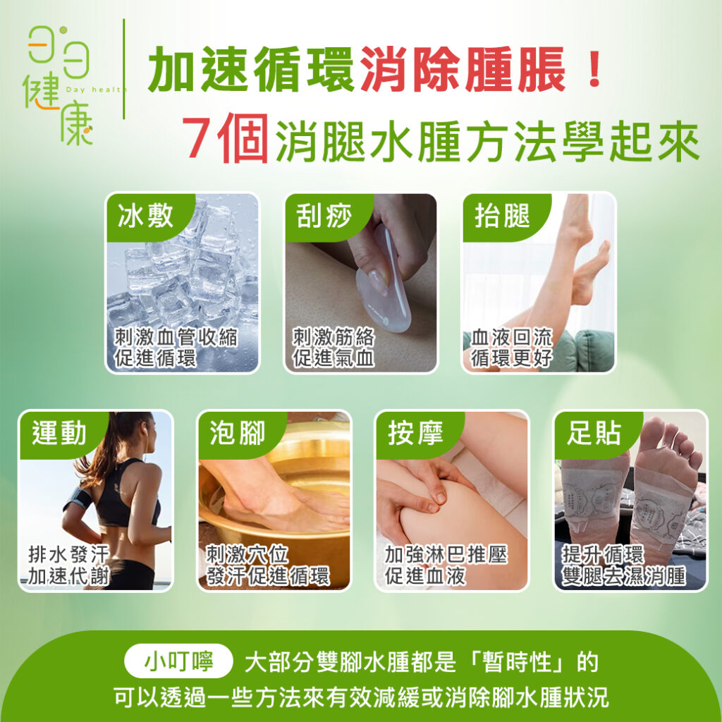 腳水腫該怎麼辦?冰敷、刮痧、抬腿、 運動、泡腳、按摩、足貼,這些方法趕快學起來!